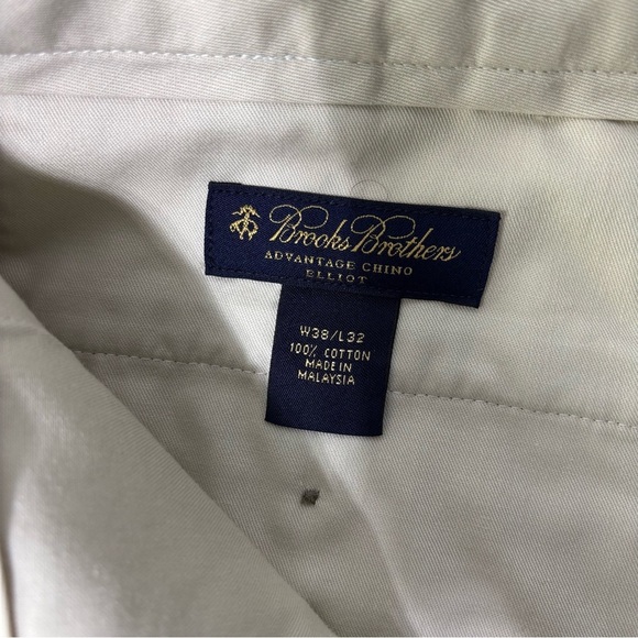 Brooks Brothers Advantage Chino Elliot Men 38X32 Cotton Pleated Pants Cuffed Hem - Picture 13 of 16